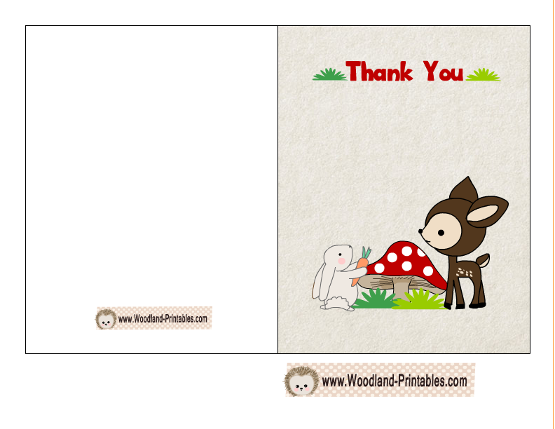 Free Printable Woodland Baby Shower Thank You Cards